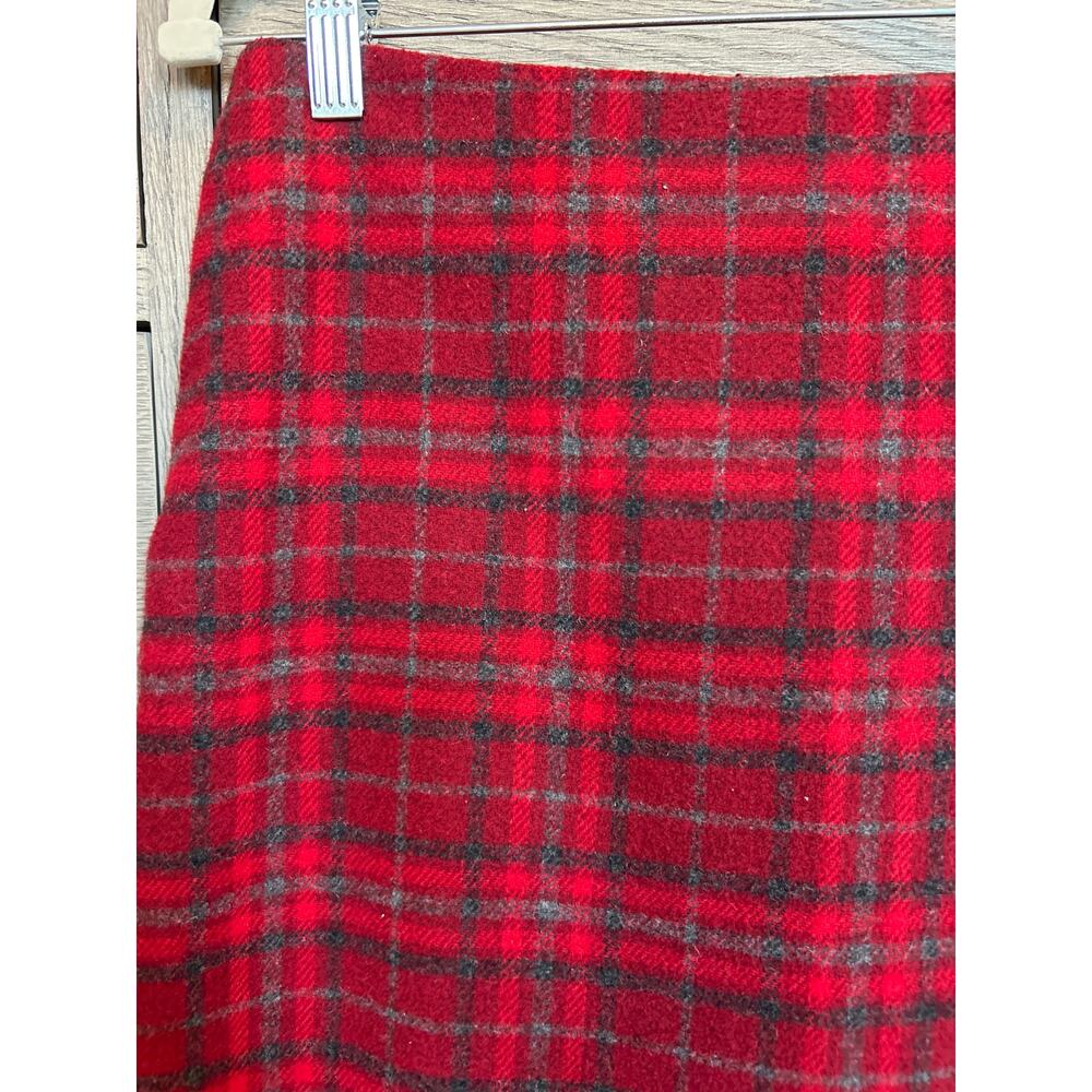 Talbots Outlet | Red/Gray Wool Blend Plaid Pencil Skirt | 8 - Picture 4 of 12